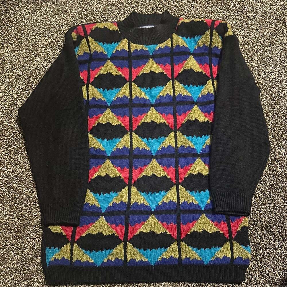 Vintage Norton McNaughten Geometric Grandpa Graphic Colorful Sweater Gorpcore